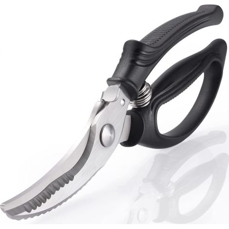 Forbici da cucina robuste e a molla con meccanismo di bloccaggio per tagliare pollame, pesce e verdure lama resistente in acciaio inossidabile temprato. - Crezuo (1/4)