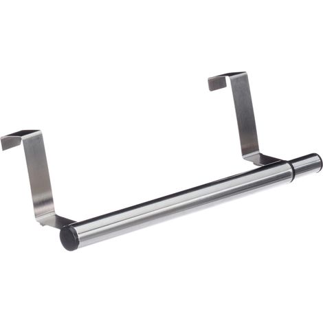 Barre étirable support serviettes inox à suspendre porte armoire, 40 cm max, argenté, plastique, 8,5 x 25,5 x 9 cm (1/5)