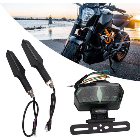 Feu de stop LED moto clignotant arrière style arête de poisson, clignoteur de virage, feu de position, 12V, étanche, universel (1/5)