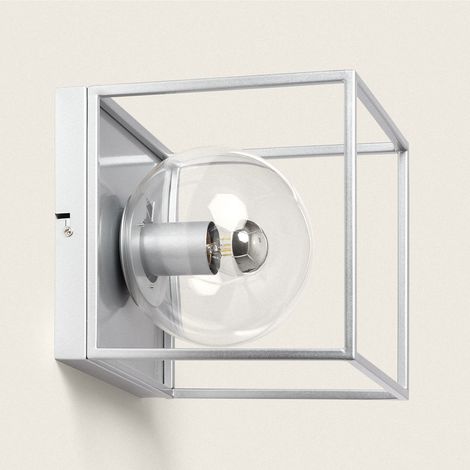 Wandleuchte Aussen Metall und Glas Tabuk Silber