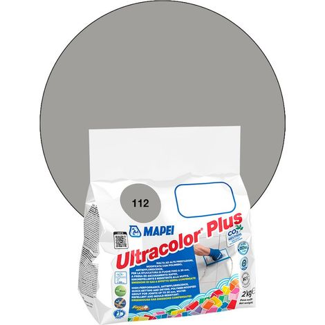 Mapei – Joint de carrelage ULTRACOLOR PLUS 112 gris moyen – Mortier hydrofuge et résistant aux moisissures – Pour joints jusqu'à 20 mm – 2 kg