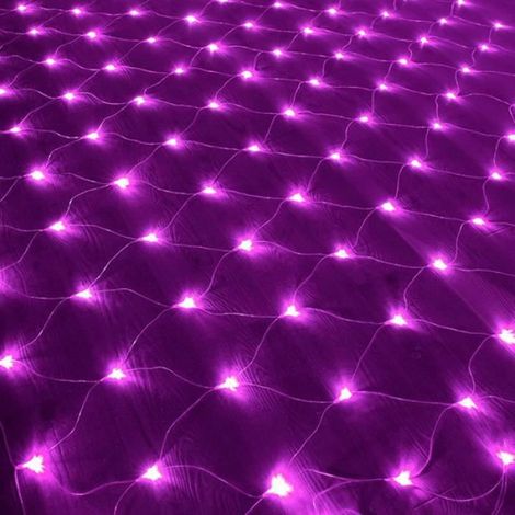 Violet Rideau de guirlande lumineuse féerique, 1.5x1.5m, ue 220V, filet, décoration de jardin, de rue, de fê (1/4)