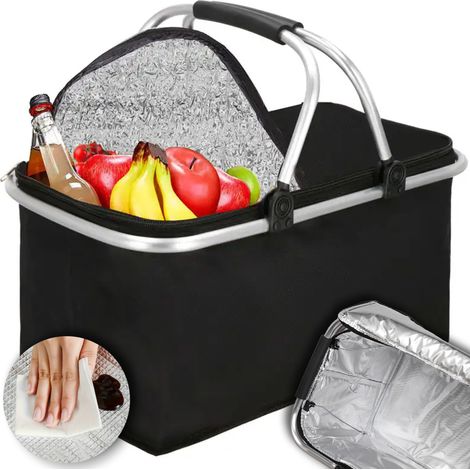 Cestino da picnic Heckermann da 30 litri, nero.