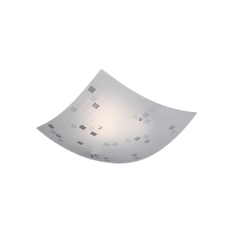 COLINA PLAFONIERA VETRO SATINATO CON DECORO QUADRATI TRASPARENTI L.30CM. E27 (1/2)