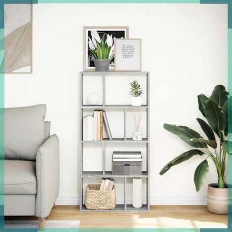 Bibliothèque - 858152 - Sonoma gris - Bois d'ingénierie - 60 x 20 x 120,5 cm, 8 étagères (1/5)