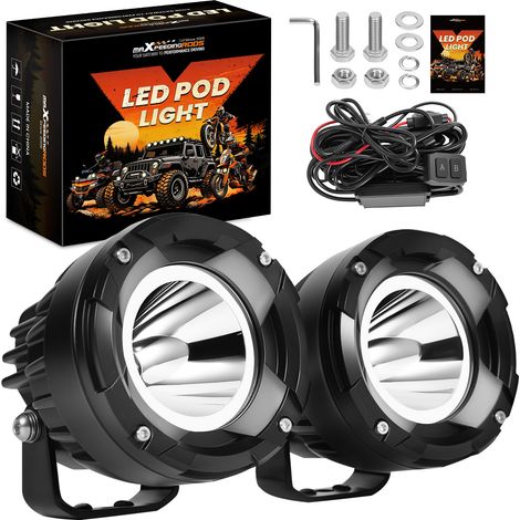 2X LED Driving Light White Spot Beam For 4x4 Off Road Pickup Amber DRL 6400Lm (1/5)