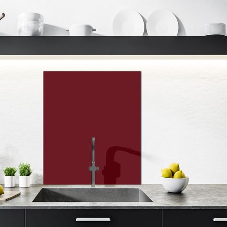 Crédence cuisine en aluminium - Pose autocollante rouge Rouge bordeaux - 60 x 70 cm – Idéal fond de hotte (1/4)