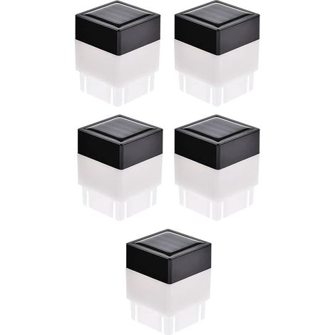 Juego de 5 faroles solares para jardín - Poste de madera y montaje empotrado - Resistencia al agua IP55 (1/5)