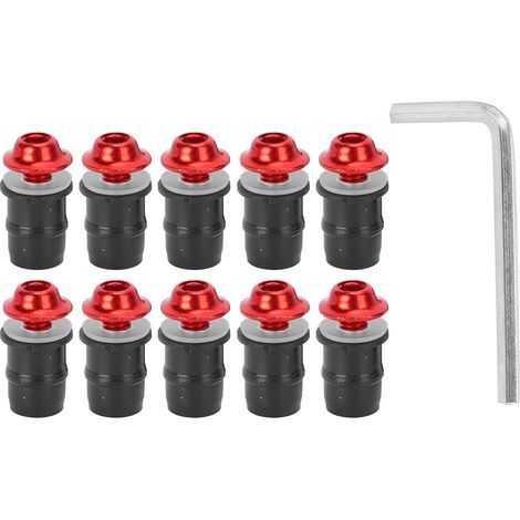 Lot de 10 vis M5x16mm/0,6in pour pare-brise moto, kit de boulons universel avec clé rouge (1/5)