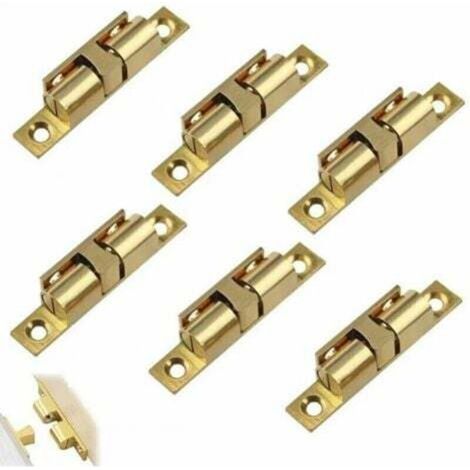 Loquet à double boule en laiton – 6 pièces, fixation par vis, pour armoire, placard et meuble – finition élégante et robuste (1/5)