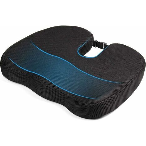 Coussin Coccyx, Coussin de siège orthopédique en mousse à mémoire de forme, Noir (1/4)