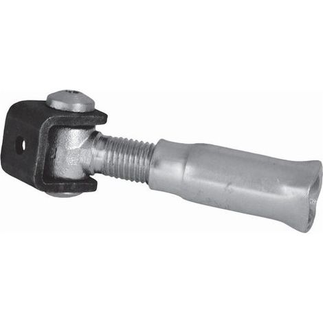 – Gond charnière à sceller pour portail à battant – Longueur réglable 75-97mm – Acier zingué – Fixation par soudure ou vis Ø10mm (1/4)