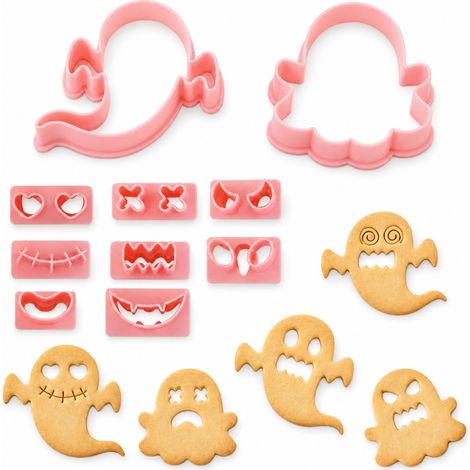 10pcs Halloween Ghost Cookie Cutters 3D Plastic (1/5)