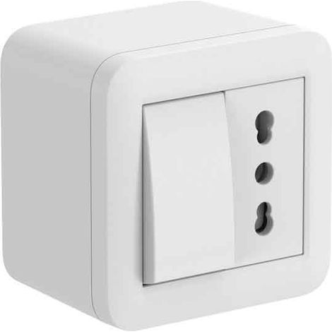 CONTENITORE CON DEVIATORE E PRESA BIVALENTE 'FIXA' ELECTRALINE 10A - Colore bianco