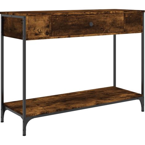 Table console，Table d'appoint，Bout de canapé，Meuble d'entrée chêne fumé 100x34,5x75 cm bois d'ingénierie