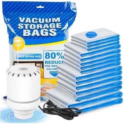 (Transparent) Packung mit 15 Vakuumbeuteln mit elektrischer Pumpe, Reise-Vakuumierbeutel (1/4)