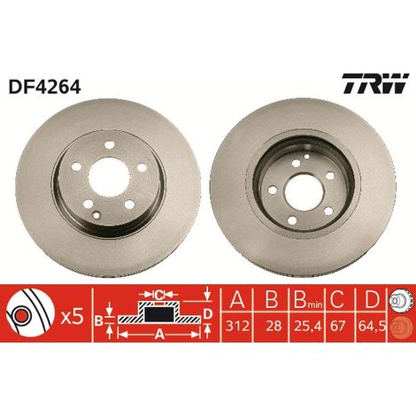 DISQUE DE FREIN AVANT DF4264 TRW (1/2)