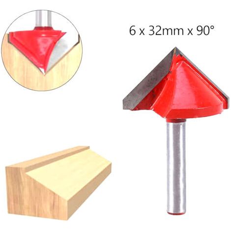 Fraise rainurer en V 32mm – Acier tungstène CNC 90° – Tige 6mm – Pour acryliques, plastiques et bois dur – Coupe précise et nette (1/5)