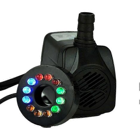 Pompe submersible 16 W avec éclairage LED et débit réglable, compatible avec fontaines, bassins, aquariums, bassins à poissons et statues. Équipée d'une prise européenne standard, haute qualité. (1/5)