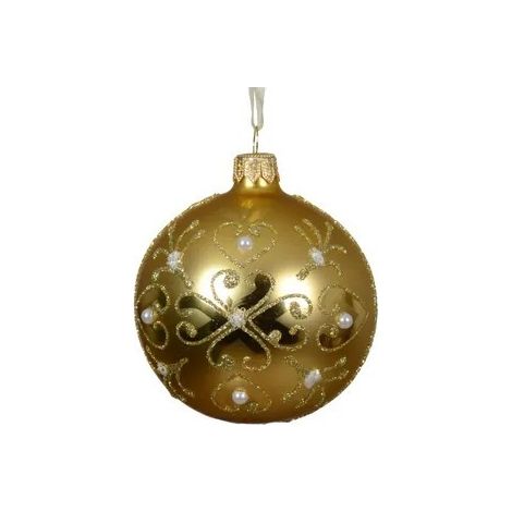 Pallina de Navidad de vidrio dorado brillante 8 cm