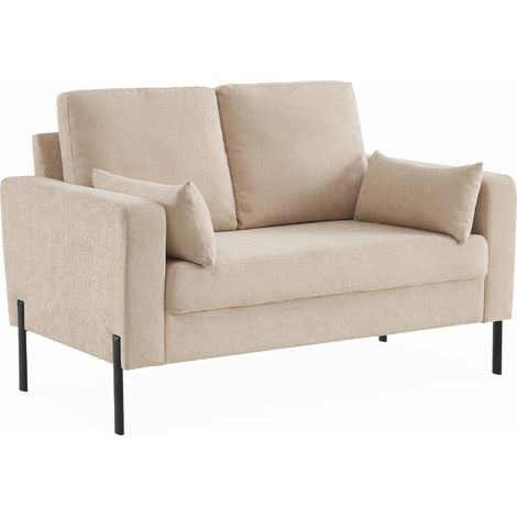 sweeek - 2-Sitzer-Sofa, mit Cordbezug und Metallfüßen, Cord, Beige (1/5)