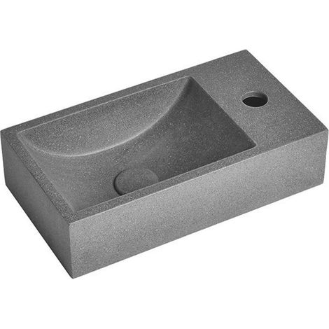 Sapho Small - Lavamanos 40x22 cm,1  orificio para grifo a la derecha, sin rebosadero, negro granito AR409