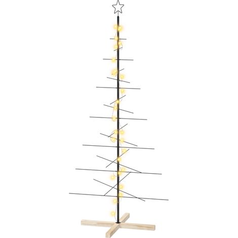 Metal Christmas Tree KUOPIO 180 cm Warm White Steel Black vidaXL