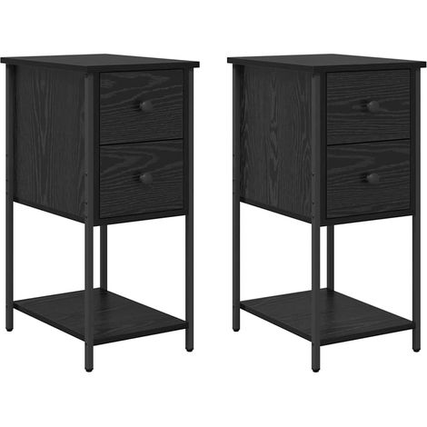 Maison Exclusive - Nachttisch 2 pcs Schwarze Eiche 32 x 42 x 70 c