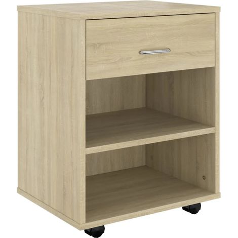 Armoire à roulettes moderne fonctionnelle 46 x 36 x 59 cm en bois d’ingénierie chêne sonoma (1/5)