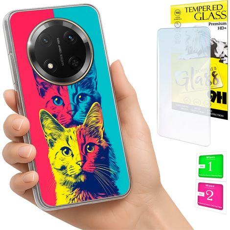 Funda para Honor Magic7 Lite con foto, gráficos de gatos y cristal. (1/5)