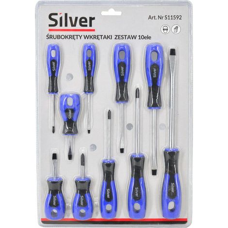 Jeu de 10 tournevis magnétiques SilverTools S11592 (1/2)