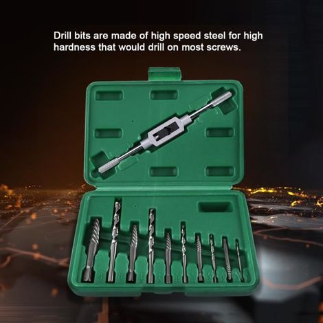 Extracteur de Vis Cassé - HB043 - 11pcs - Forets HHS et Extracteurs en Acier à Outils (1/4)