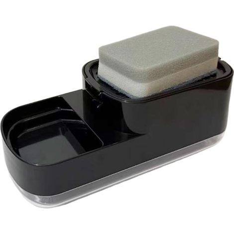 Distributeur De Savon À Vaisselle Avec Porte-Éponge Accessoire Cuisine 2 en Distributeur Liquide Vaisselle Pour Familles Parents Locataires Maison Appartement Café (1/5)
