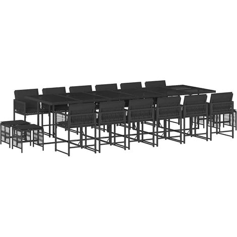 Maison Exclusive - Ensemble à manger de jardin 17 pcs coussins noir résine tressée (1/5)