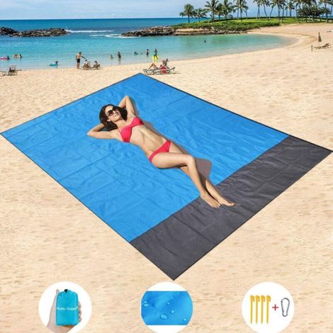Beach Mat, Extra Large 200 cm x 210 cm Waterproof Sand-Proof Picnic Blanket, Machine Washable Nylon with (1/5)