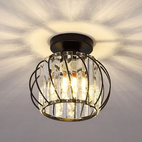 Lampe De Plafond En Cristal Plafonnier En Verre Lustre Moderne Noir Plafonnier Créatif E27 Pour Couloir Bureau Cuisine Balcon Salon (1/5)