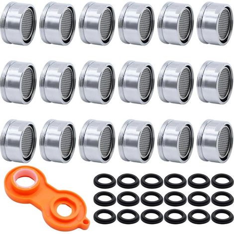 24mm Mousseur Robinet 18 Pièces Économiseur d'eau en Acier Inoxydable Filetage Intérieur Aerateur Robinet avec Clé à Double Extrémité pour Robinet d'eau pour Filetage Intérieur (1/5)