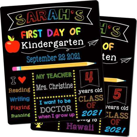 Tableau noir double face « Premier et dernier jour d'école » - Panneau en bois réutilisable de 25 x 30 cm, accessoire photo pour la rentrée scolaire des enfants, étapes importantes de la maternelle/du (1/5)