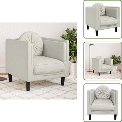 Confort - vidaXL Fauteuil avec coussin crème velours - Design moderne