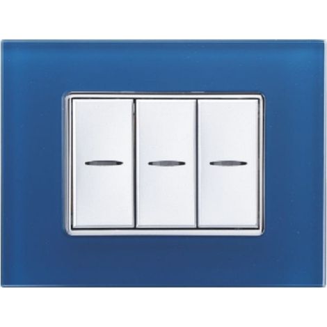 Trade Shop - PLACCA CRISTAL 3M 4M 6M BLU CAPRIES EFFETTO VETRO COMPATIBILE MIT AXOLUTE BTICINO -