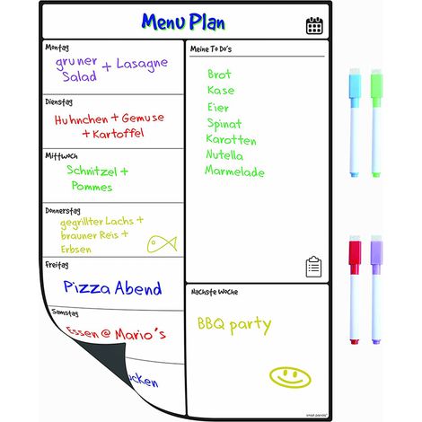 Calendrier Magnétique - 42x30 cm - Réutilisable - Pour Frigo et Tableau Métallique - 4 Marqueurs Inclus (1/5)