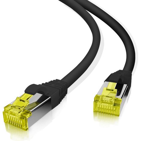 Helos Patchkabel S/FTP (PIMF) CAT 6a, Cable de conexión, 0,5 m, Negro