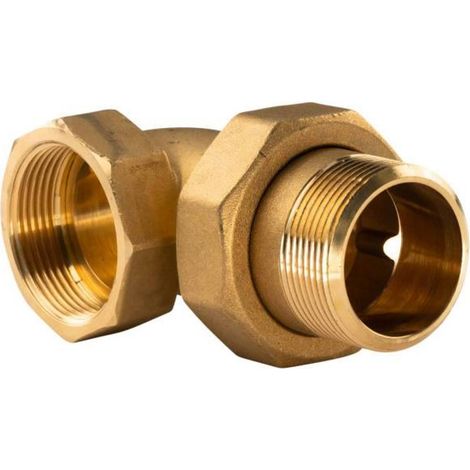 Messing Gewinde-Fitting Winkelverschraubung 90° flachdichtend 1 1/2"IG - 1 1/2"AG (DN 40) - schwere Ausführung