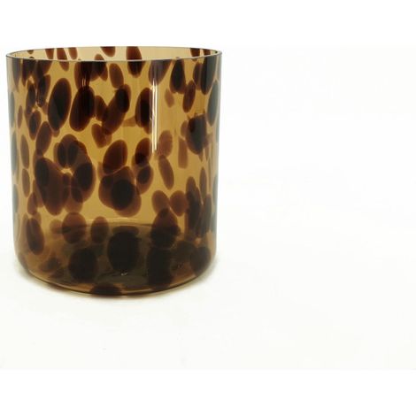 Vimin Box Vaso Dritto Maculato Vetro D 12 Cm H 12 Cm Marrone