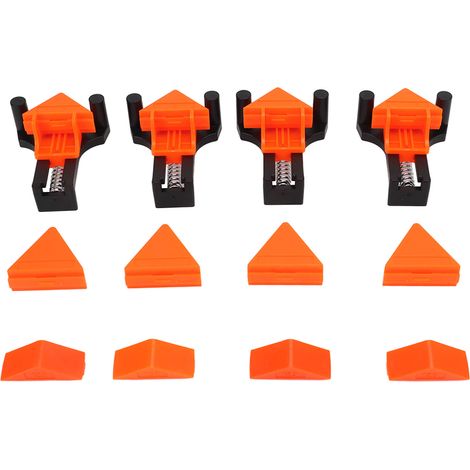 Lot de 4 serre-joints à angle droit à 90 degrés, antidérapants, réglables et à ressort pour le travail du bois (1/5)