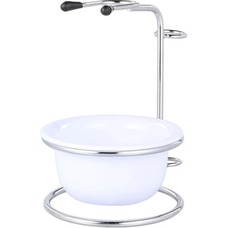 Support Blaireau, 2 en 1 Set de rasage de Homme Tasse de rasage + Rasage Titulaire barbe mâle Rasage Savon Bol Rasage stand(Blanc) (1/4)
