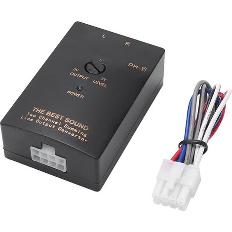 Convertisseur de Sortie de Ligne 2 Canaux Haut Vers Bas RCA, Adaptateur de Sortie de Convertisseur de Ligne de Voiture, pour Amplificateur de Voiture, Noir (1/5)