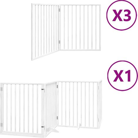 Barrière pour chien porte pliable 10 panneaux bois de peuplier