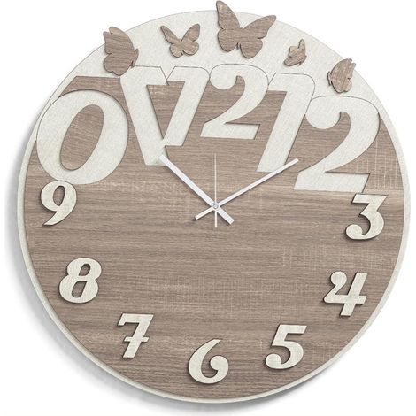 Orologio rotondo moderno D30 BUTTERFLY in legno laminato TRS