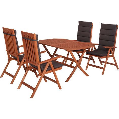 Vitoria Set 9tlg Eucalyptus Klapptisch 135x 85 cm